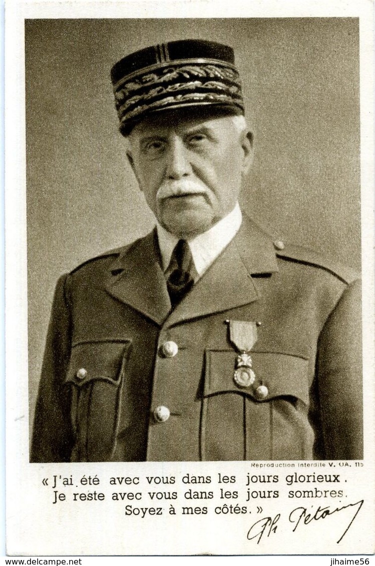 Maréchal Pétain - " J'ai été Avec Vous Dans Les Jours Glorieux ... " - Characters