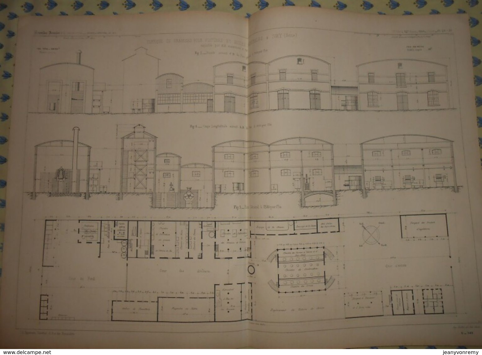 Plan De Fabrique De Graisses Pour Voitures Et Huiles Minérale à Ivry. Seine. Exploitées Par M. Haentjens Et Cie. 1866 - Opere Pubbliche