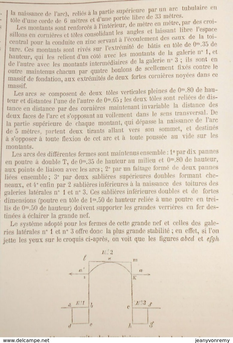 Plan du Palais de l'Exposition Universelle de 1867. Levage des Fermes. 1866