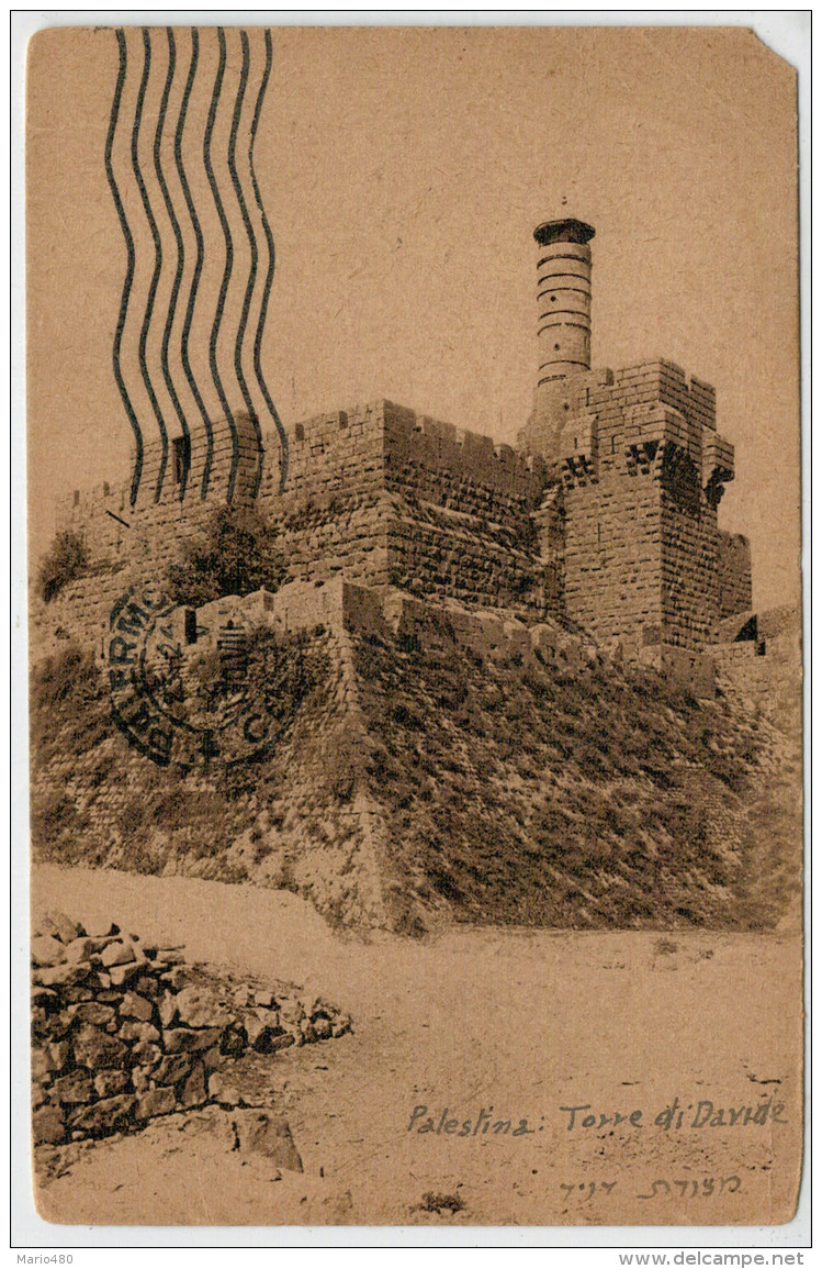 C.P.  PICCOLA     PALESTINA    TORRE  DI  DAVID    1930      2 SCAN  (VIAGGIATA) - Israele