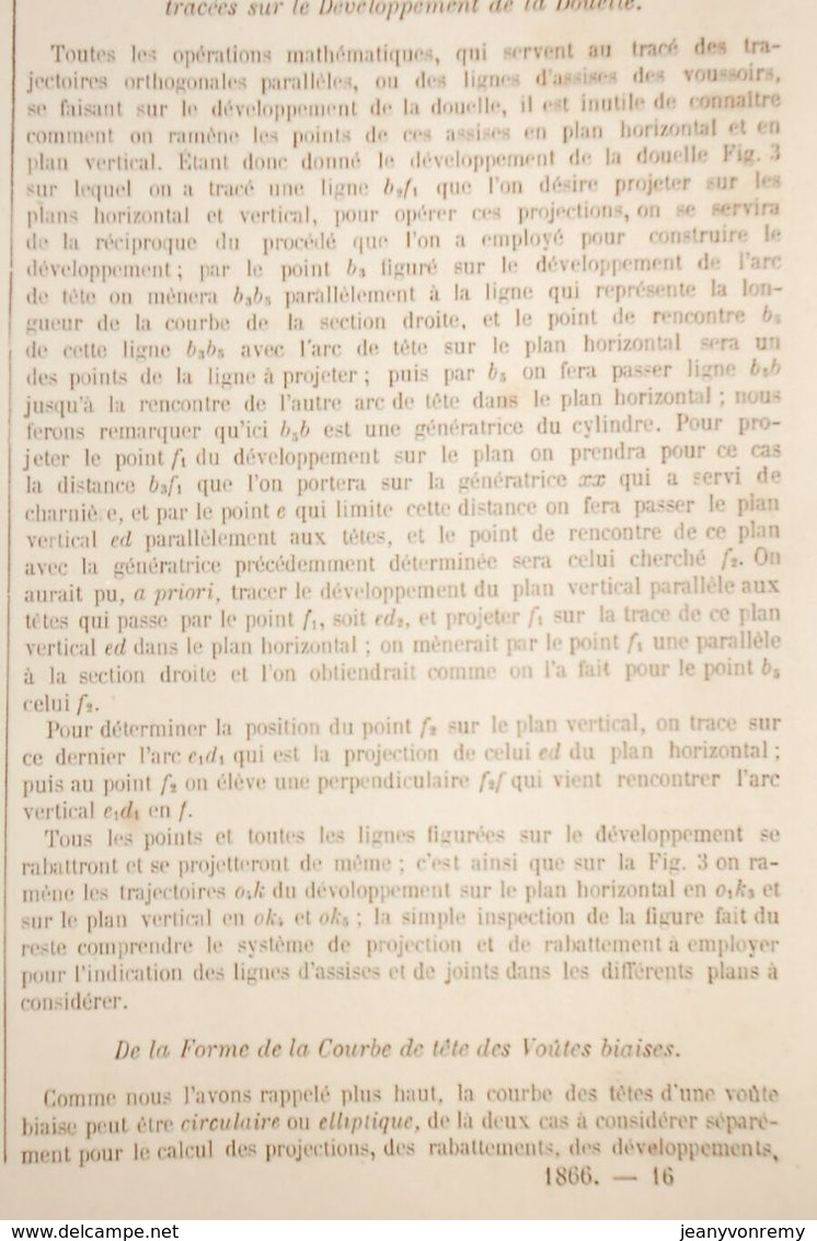 Plan De L'étude Générale Sur Les Voûtes Biaises, Par M. Mathieu, Ingénieur. 1866 - Travaux Publics