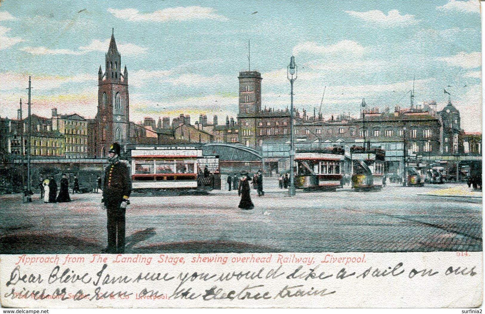 MERSEYSIDE - LIVERPOOL - APPROACH FROM LANDING STAGE SHOWING OVERHEAD RAILWAY 1905 Me721 - Liverpool