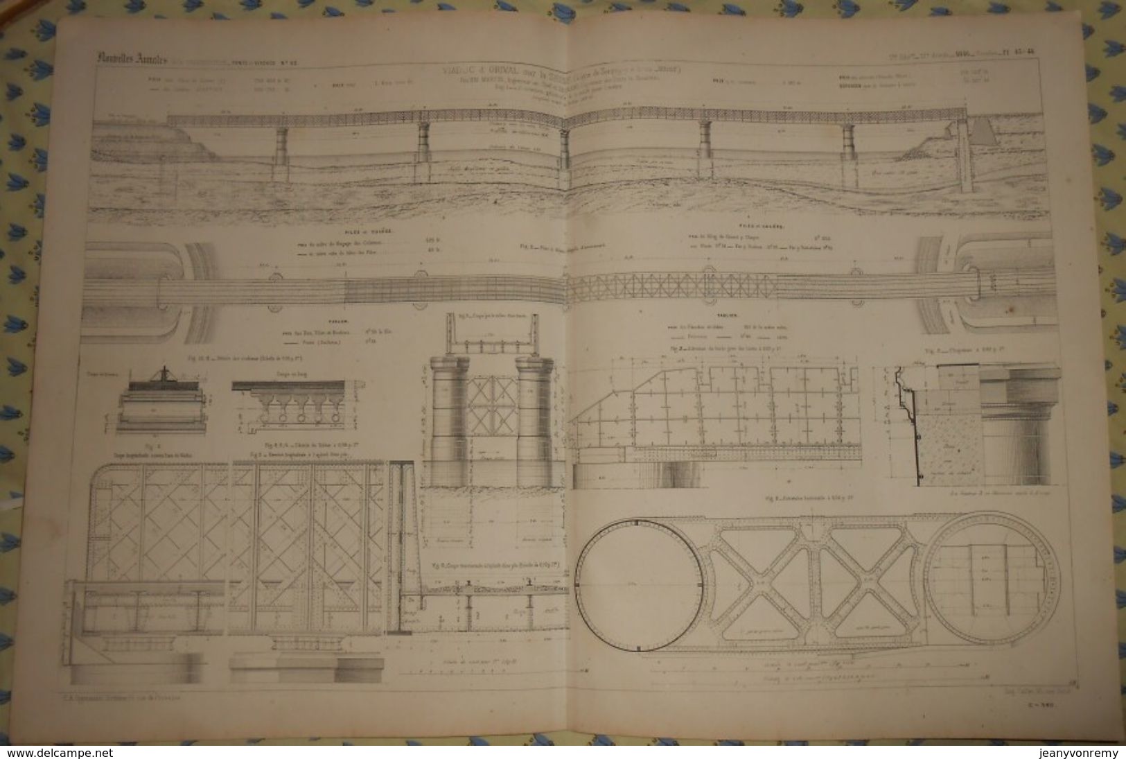 Plan Du Viaduc D'Orival Sur La Seine. Ligne De Serquigny à Rouen. Ouest.1866 - Opere Pubbliche