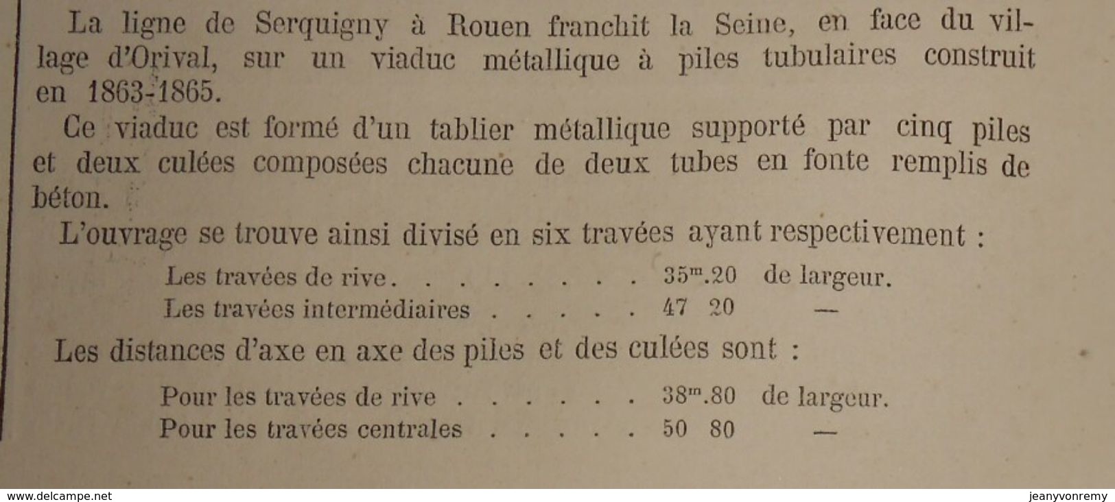 Plan Du Viaduc D'Orival Sur La Seine. Ligne De Serquigny à Rouen. Ouest.1866 - Obras Públicas