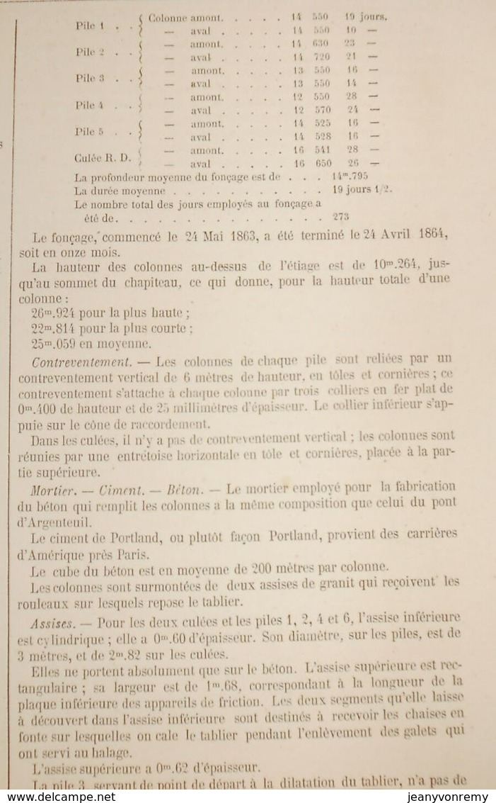 Plan Du Viaduc D'Orival Sur La Seine. Ligne De Serquigny à Rouen. Ouest.1866 - Public Works