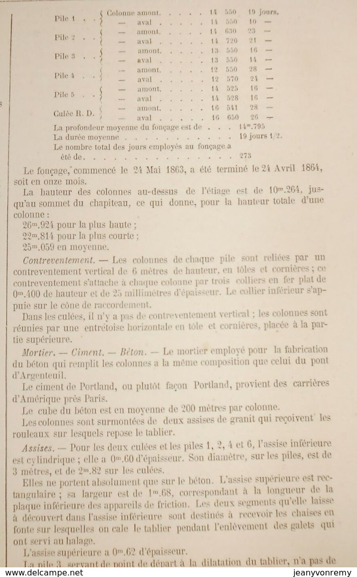 Plan Du Viaduc D'Orival Sur La Seine. Ligne De Serquigny à Rouen. Ouest.1866 - Travaux Publics