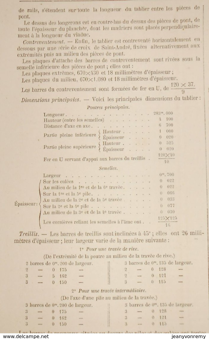 Plan du Viaduc d'Orival sur la Seine. Ligne de Serquigny à Rouen. Ouest.1866