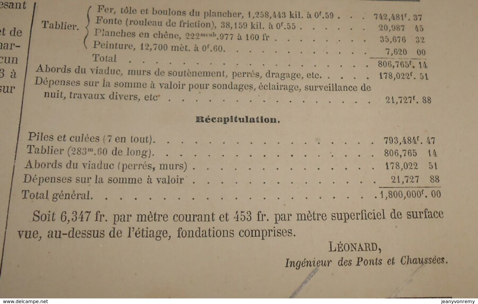 Plan du Viaduc d'Orival sur la Seine. Ligne de Serquigny à Rouen. Ouest.1866