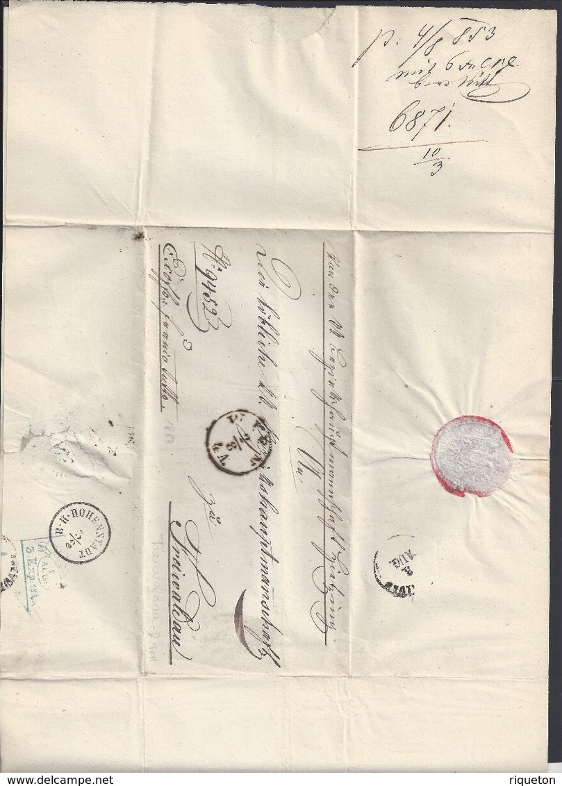 AUTRICHE - Lettre De Hietzingu Du 30 Juillet 1853 Pour Freivaldau - B/TB - - ...-1850 Préphilatélie