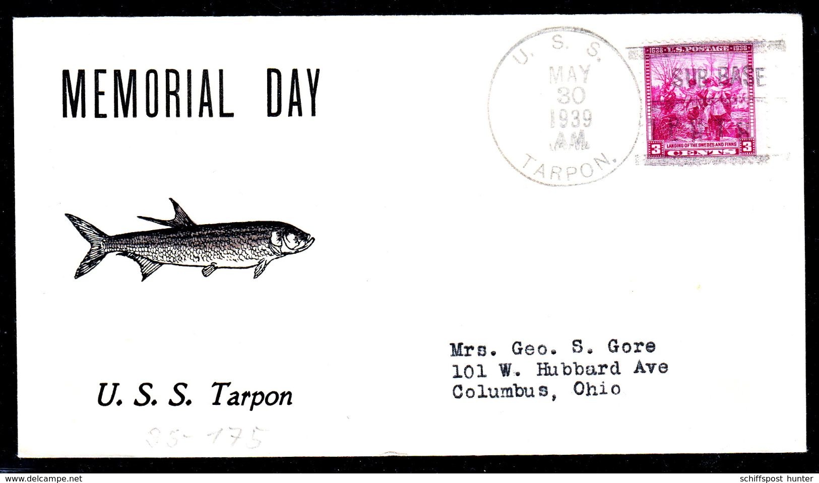 US Navy, USS"TARPON" (SS-175)Memoriakl Day 1939,Schlechter-Cachet, Look Scan, RARE !! 15.3-28 - Sous-marins