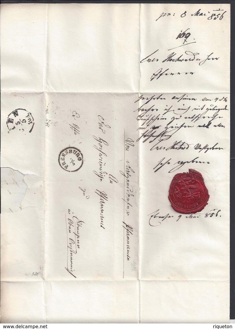 TCHECOSLOVAQUIE - Lettre De Pressburg Du 5 Mai 1856 - Cachets Pressburg Et Wien 5-5-56 - B/TB - - ...-1918 Préphilatélie