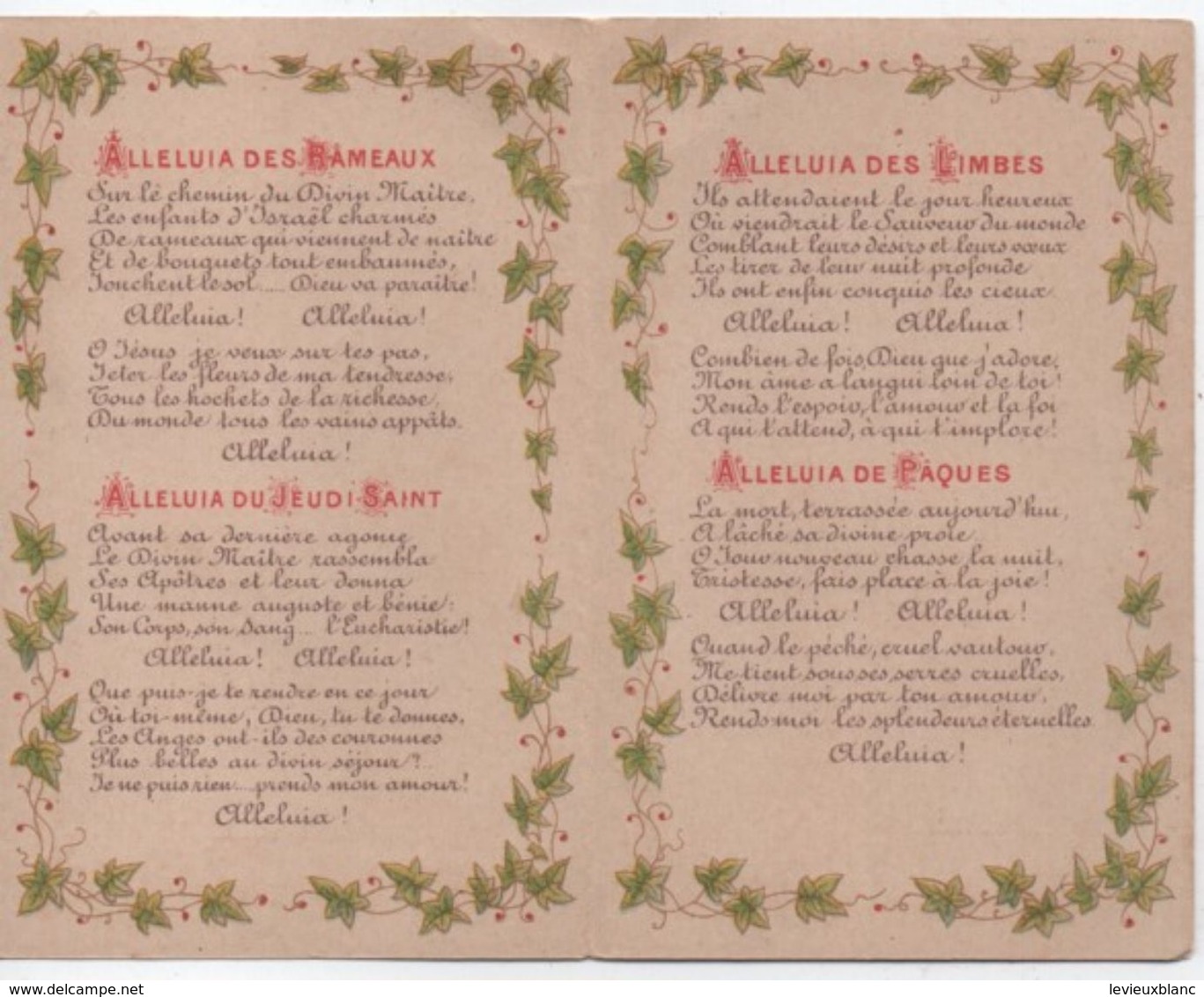 Image Religieuse/à Deux Volets ( 4 Pages )/Alleluia Alleluia/ Bonamy /POITIERS /vers 1890            IMPI13 - Images Religieuses