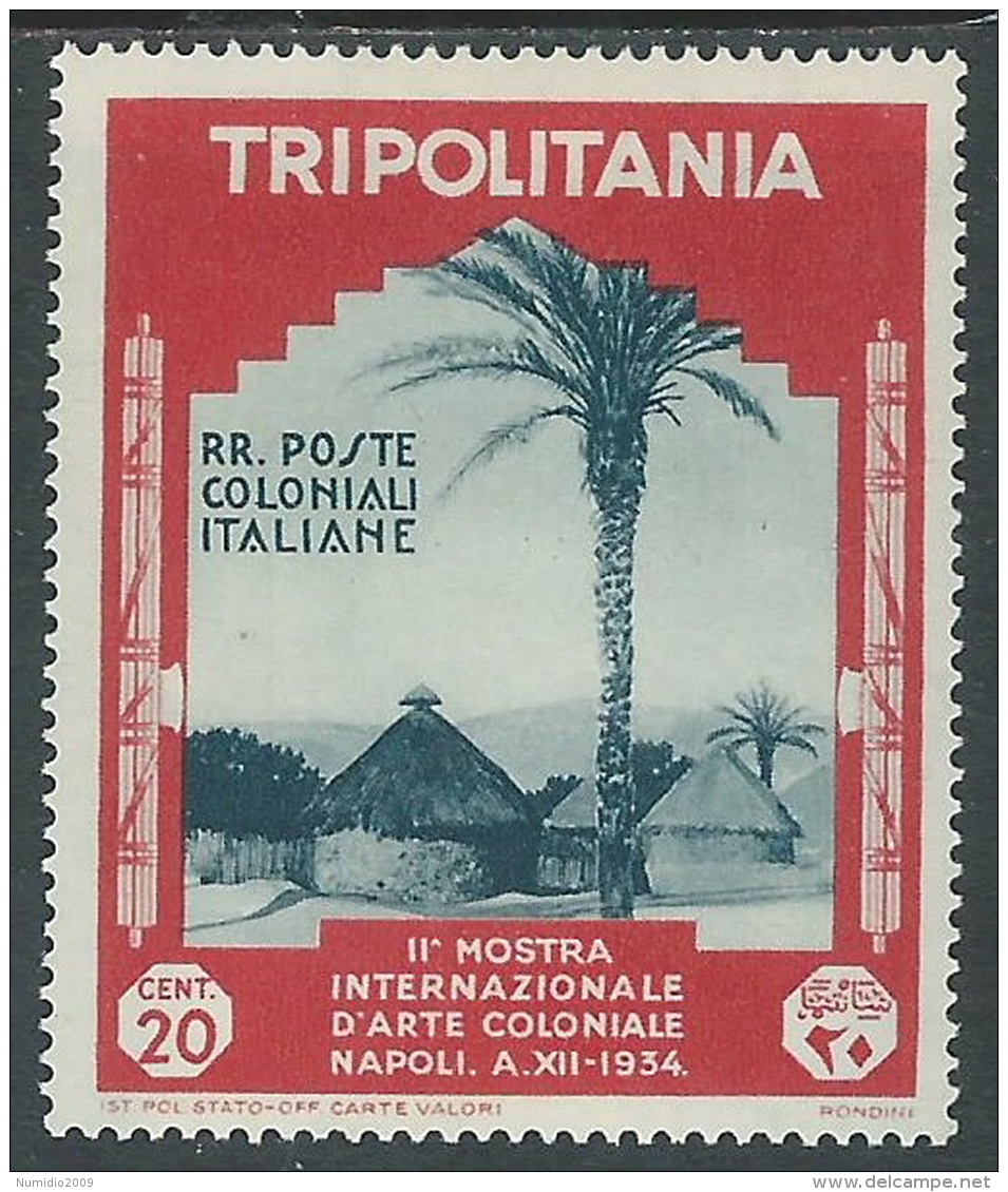 1934 TRIPOLITANIA MOSTRA ARTE COLONIALE 20 CENT MH * - I47-3 - Tripolitania