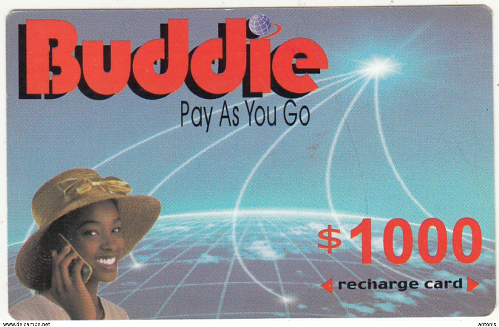 ZIMBABWE - Girl On Phone, Buddie Recharge Card $1000(thin), Exp.date 31/12/04, Used - Zimbabwe