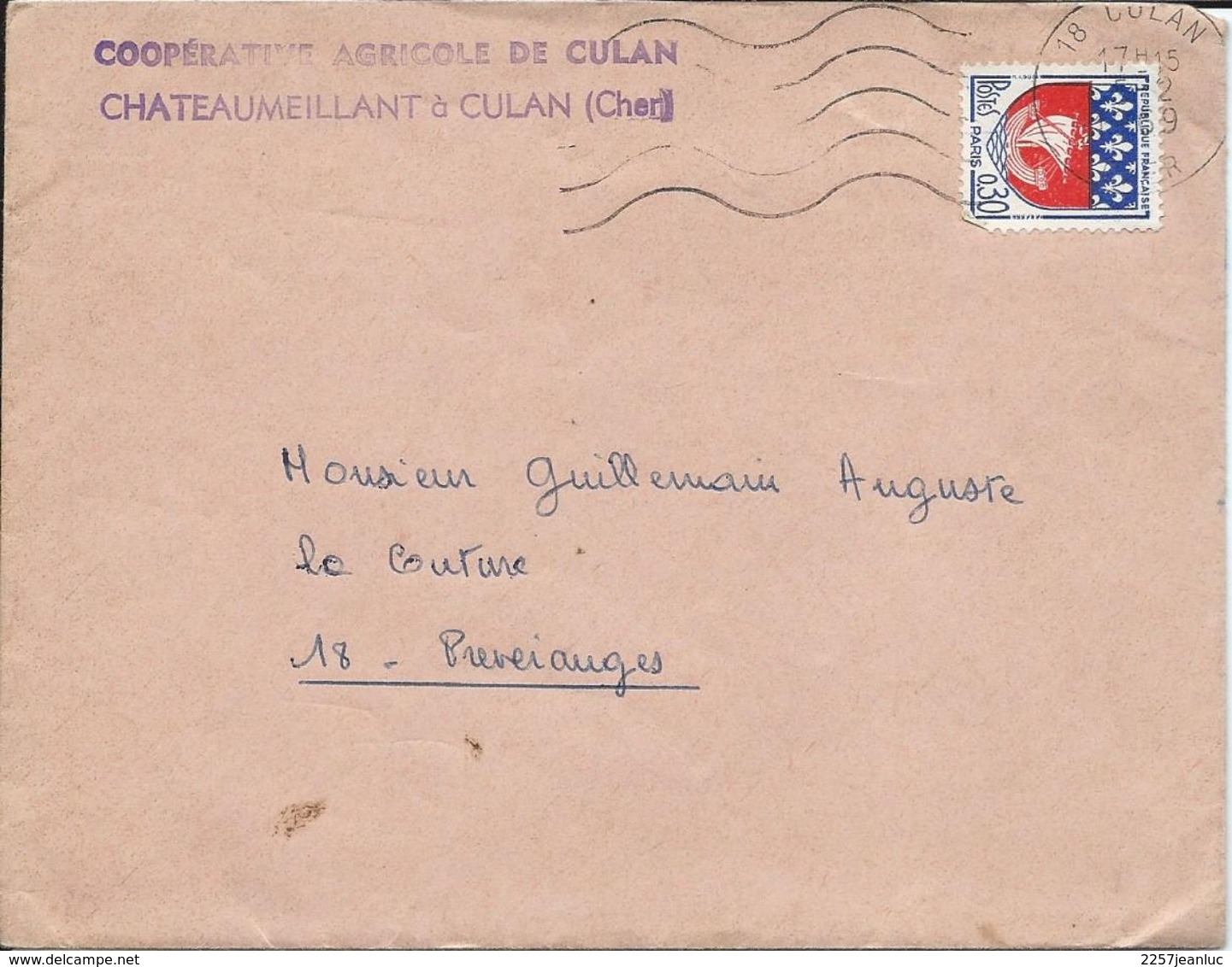 Lettre De La Coopérative Agricole De Chateaumeillant à Culan 1969 - Agriculture