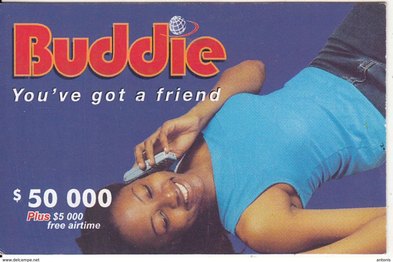 ZIMBABWE - Girl On Phone, Buddie Recharge Card $50000, Exp.date 31/12/04, Used - Zimbabwe