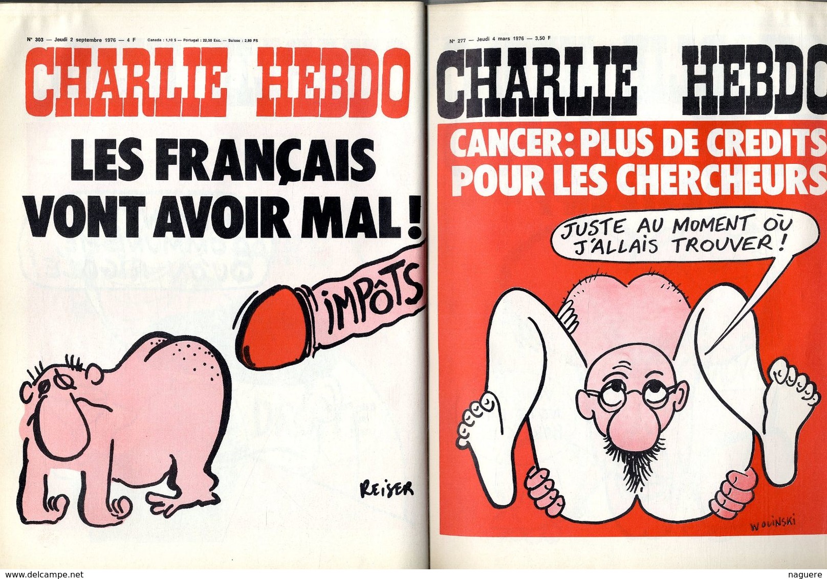 LES MEILLEURES COUVERTURES DE CHARLIE HEBDO  REISER CABU  WOLINSKI  GEBE  SINE     1978   94 PAGES - Reiser