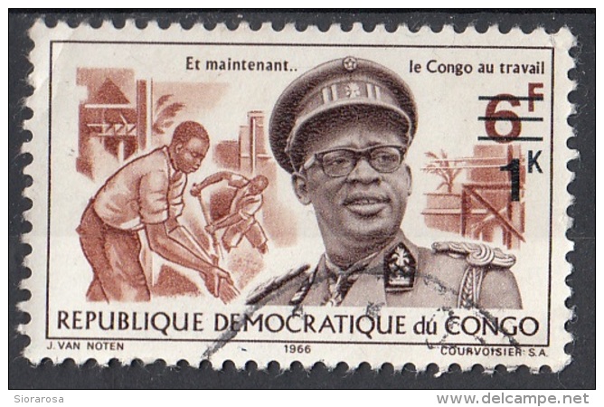 Congo 1968 Sc. 620 Mobutu Building Industry Surcharged Used - Usati