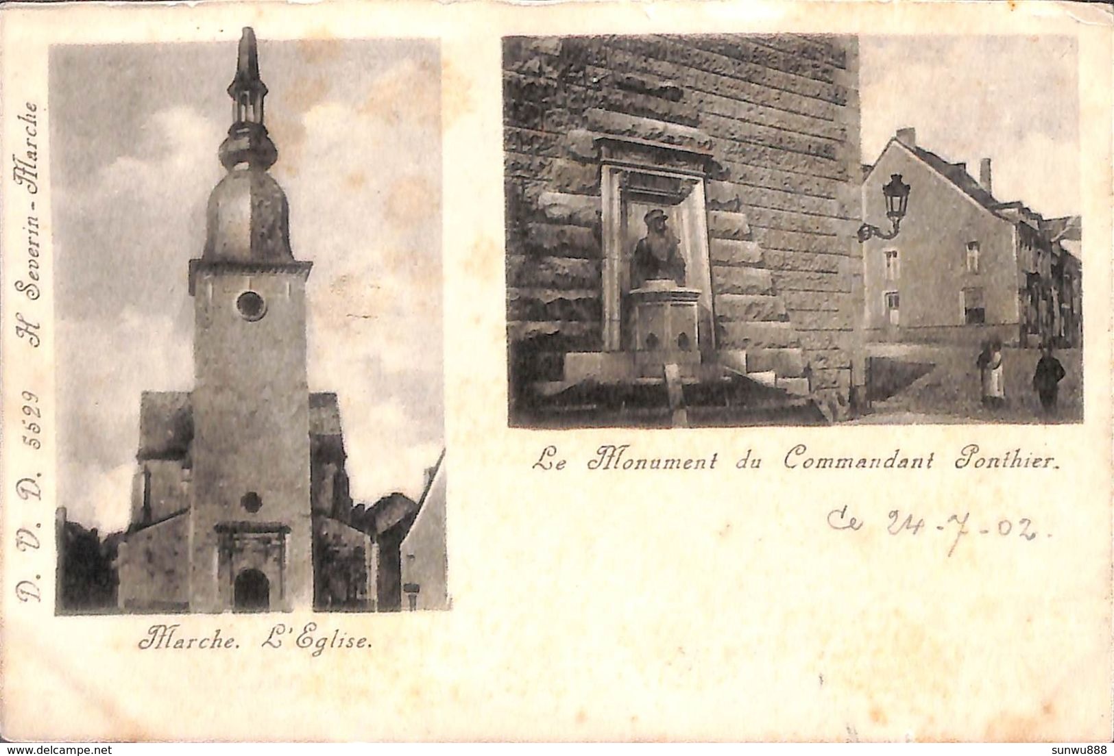 Marche - L'Eglise - Le Monument Du Commandant Ponthier (DVD, Animée, 1902) - Marche-en-Famenne