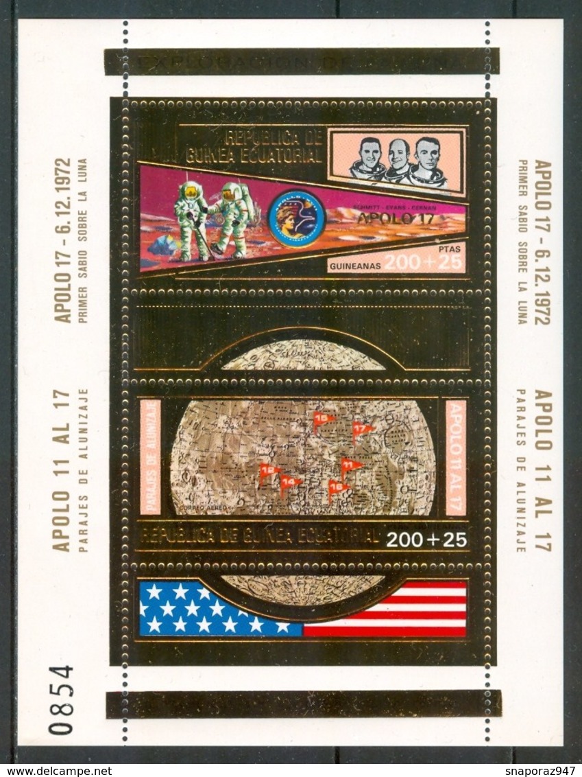 1972 Guinea Equatoriale Apollo 12 Space Gold Printed MNH** - Africa