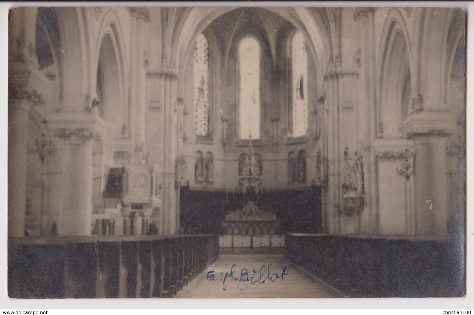 CARTE PHOTO DE FAYL BILLOT : LE CHOEUR DE L'EGLISE NOTRE DAME - ECRITE EN 1947 - 2 SCANS - - Other & Unclassified