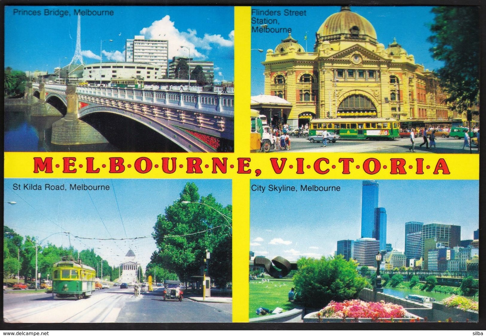 Australia Melbourne Victoria 1992 / Princes Bridge, Flinders Street Station, St Kilda Road, City Skyline - Melbourne