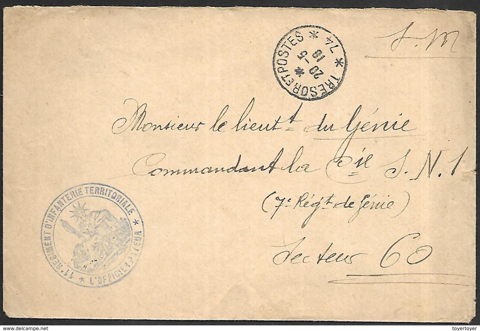 CM 88  Correspondance Militaire 20-05-18 Cachet Trésor Et Postes Simple Cercle N°(SP)74 19ème Division D'Infanterie - Guerre De 1914-18