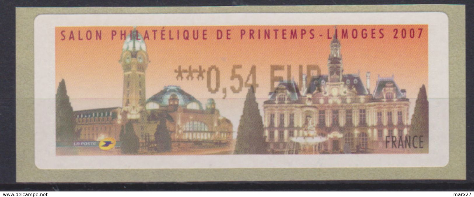 Vignette Salon Philatélique De Printemps Limoges 2007 (la Gare) 0.54 € - 1999-2009 Illustrated Franking Labels