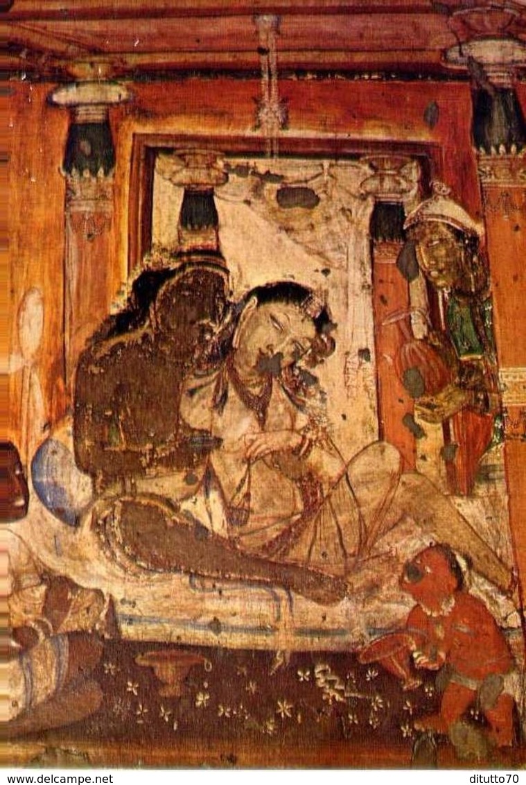 Ajanta - Two Lovers - Painting In The Veranda Of Cave - Formato Grande Non Viaggiata – E 3 - India