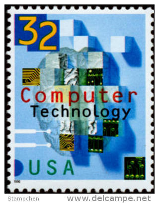 1996 USA Computer Technology Stamp #3106 Science IC - Computers