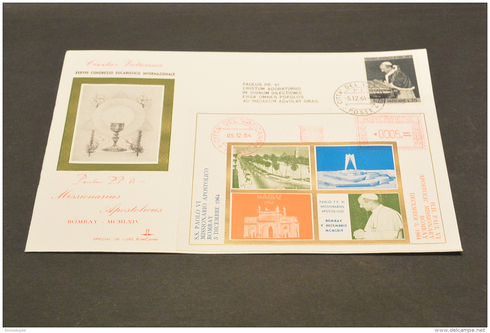 FC566-  Special De Luxe  KimCover -Paulus P.P. VI  -Vatican City 1964 - In Bombay - Non-normalised Shipment - Popes