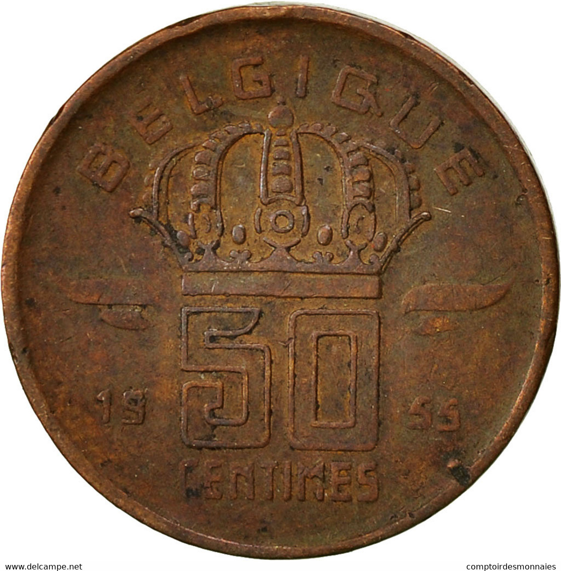 Belgique, 50 Centimes, 1955, TB+, Bronze, KM:144 - 50 Centimes