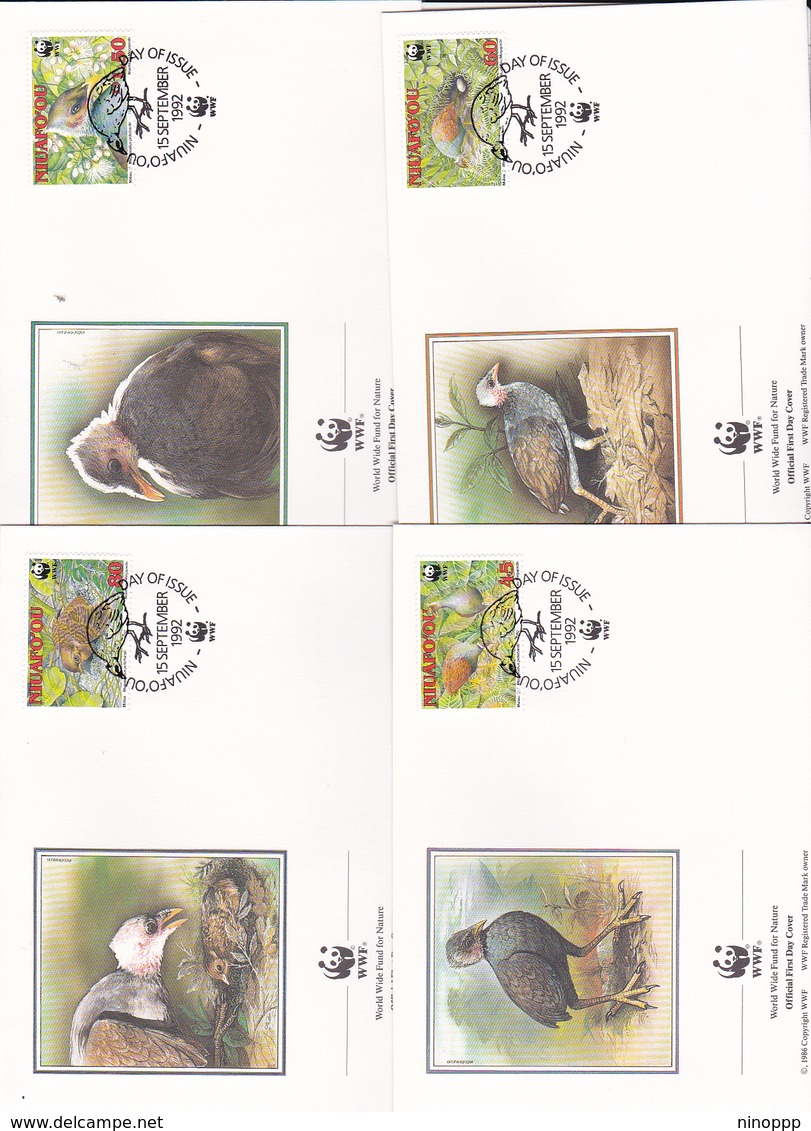 World Wide Fund For Nature 1992 Niuafoóu,Megapode, Set 4 Official First Day Covers - FDC