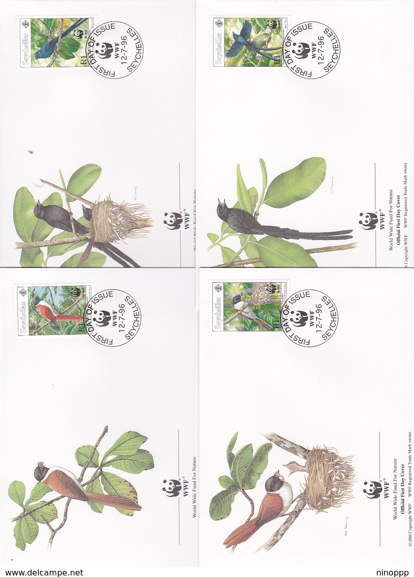 World Wide Fund For Nature 1996 Seychelles, Set 4 Official First Day Covers - FDC