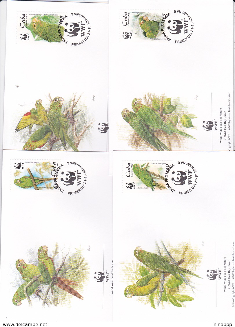 World Wide Fund For Nature 1998 Cuba ,Fauna, Set 4 Official First Day Covers - FDC