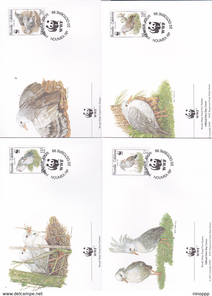 World Wide Fund For Nature 1998 New Caledonia Cagou Set 4 Official First Day Covers - FDC