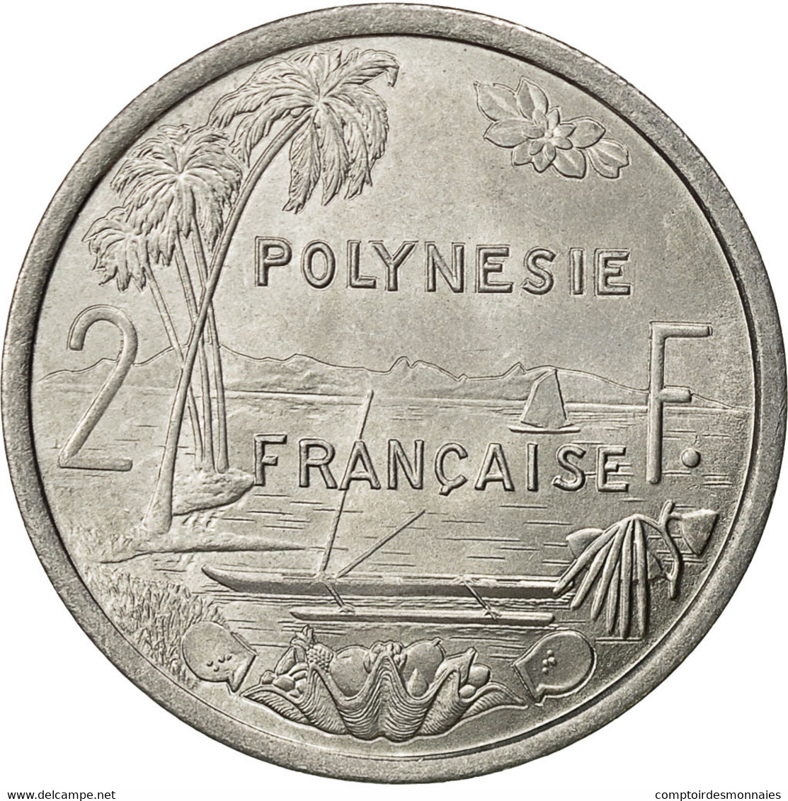 French Polynesia, 2 Francs, 1977, Paris, SUP, Aluminium, KM:10 - Polinesia Francesa