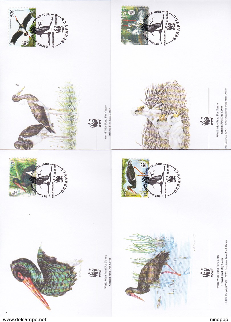 World Wide Fund For Nature 2005 Belarus,Birds, Set 4 Official First Day Covers - FDC