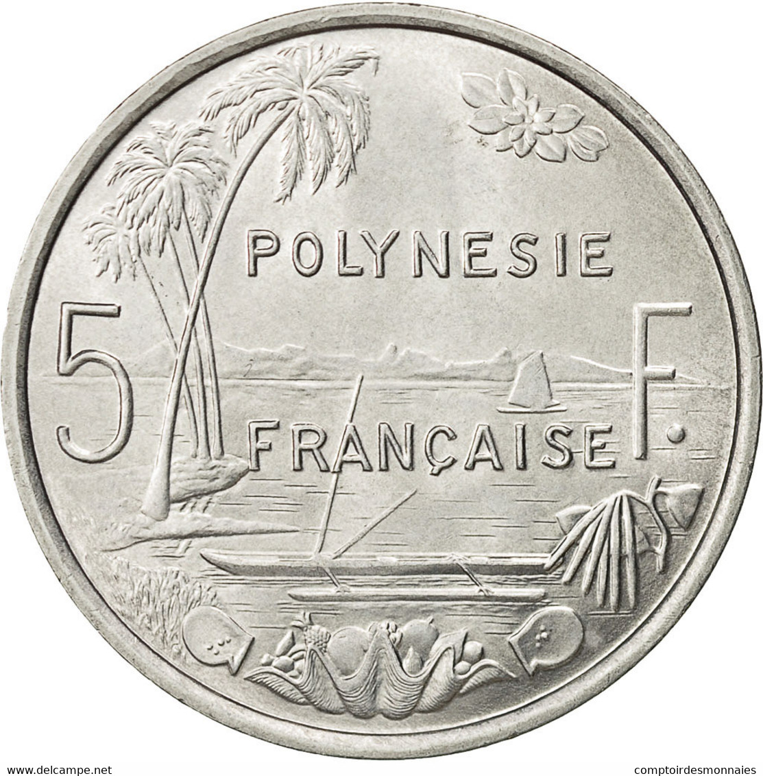 French Polynesia, 5 Francs, 1977, Paris, SUP, Aluminium, KM:12 - Polynésie Française