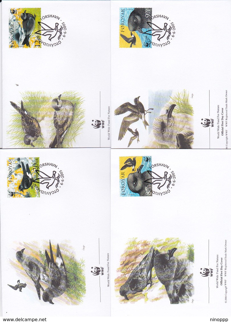 World Wide Fund For Nature 2005 Faroe .Birds, Set 4 Official First Day Covers - FDC