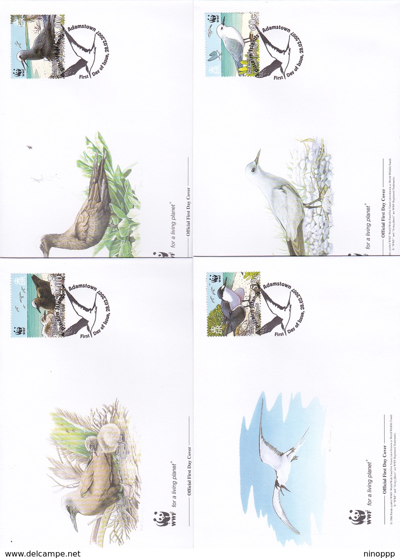 World Wide Fund For Nature 2007 Pitcairn Islands Dooty Tern Set 4 Official First Day Covers - FDC