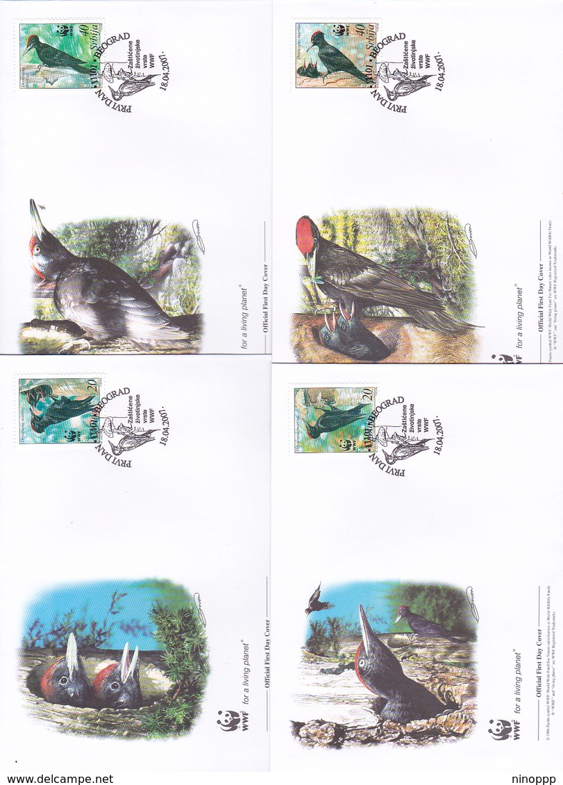 World Wide Fund For Nature 2007 Serbia,Dryocopus Martius, Set 4 Official First Day Covers - FDC