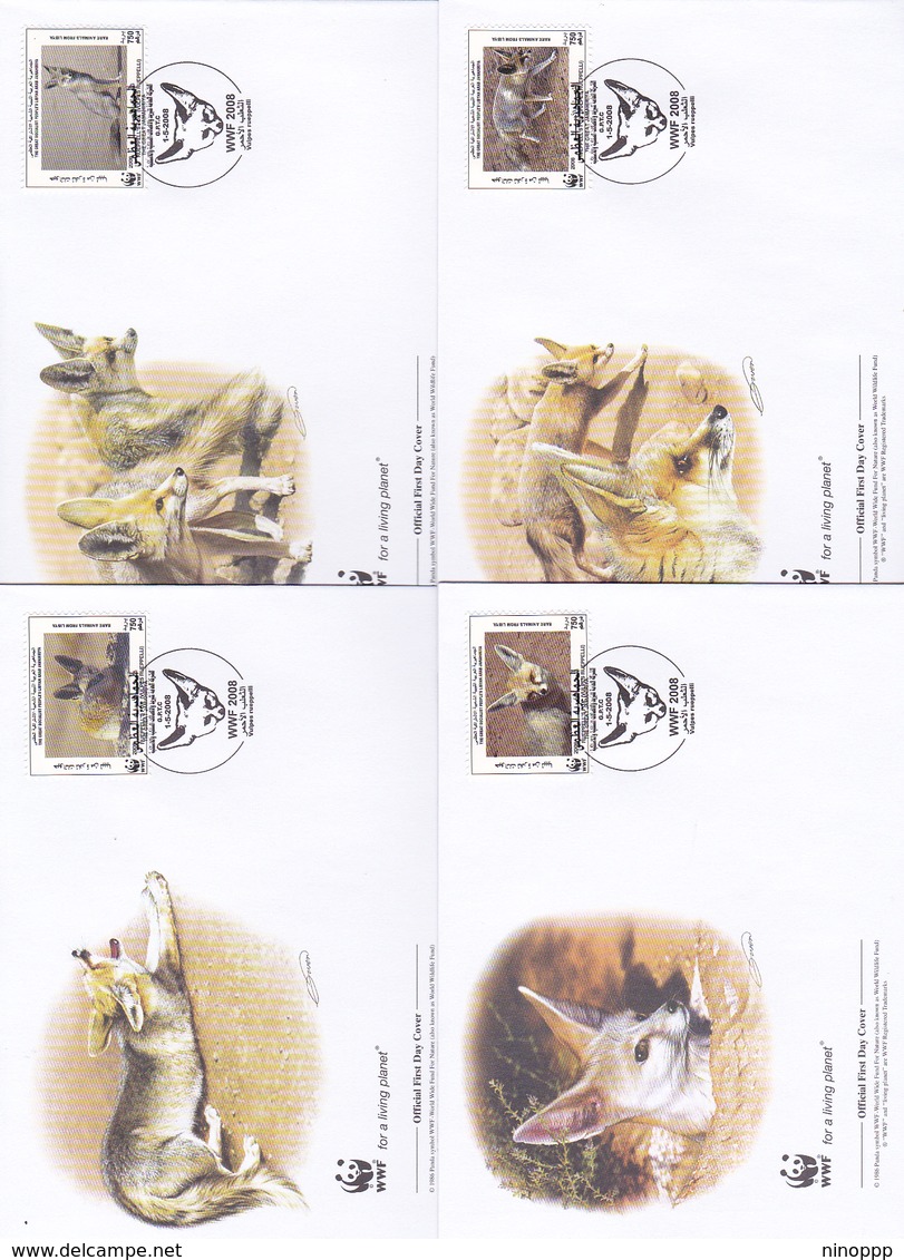 World Wide Fund For Nature 2008 Libia ,Fox Ruepelli, Set 4 Official First Day Covers - FDC