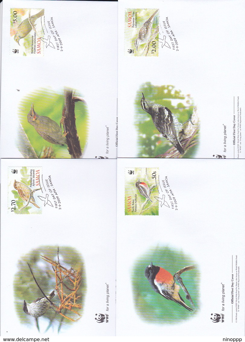 World Wide Fund For Nature 2009 Samoa,Birds, Set 4 Official First Day Covers - FDC