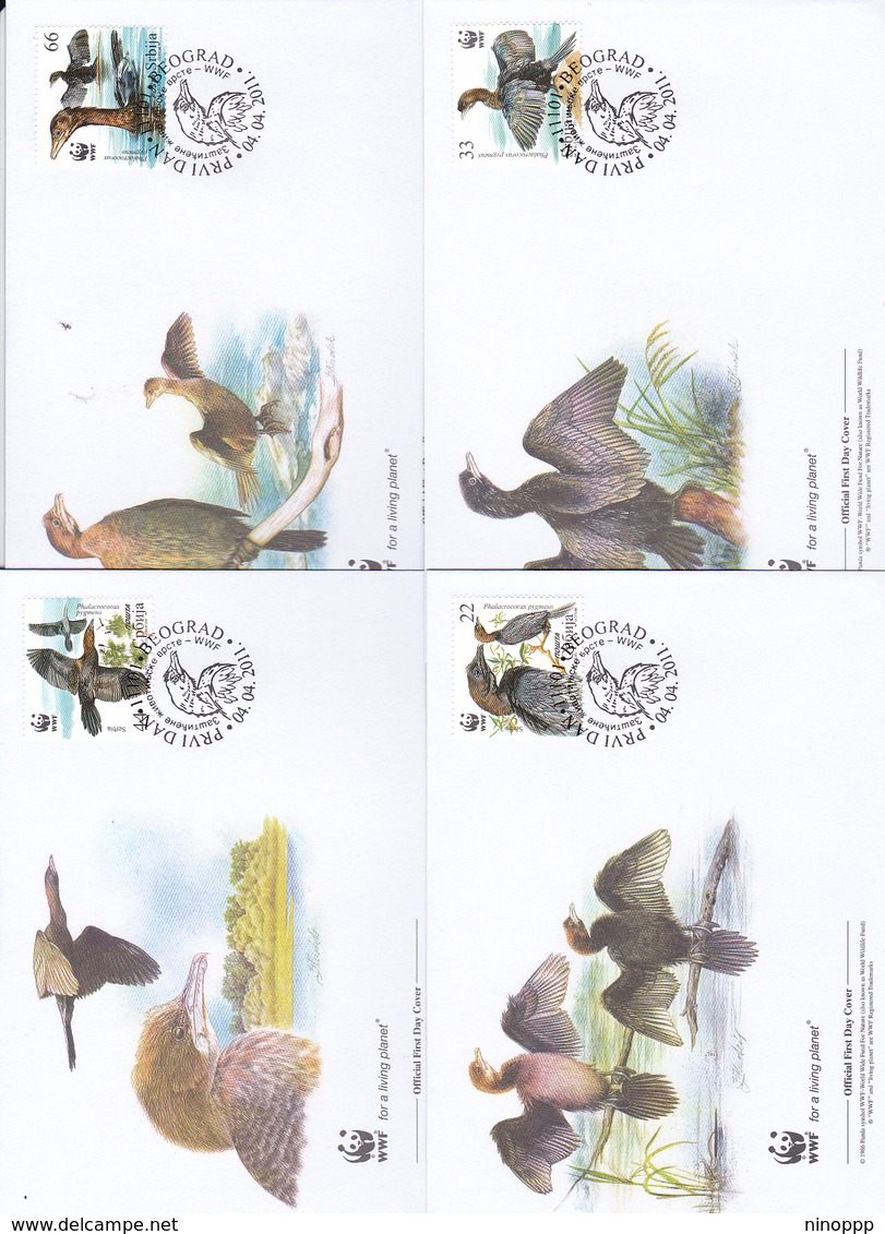 World Wide Fund For Nature 2011 Serbia.Birds, Set 4 Official First Day Covers - FDC