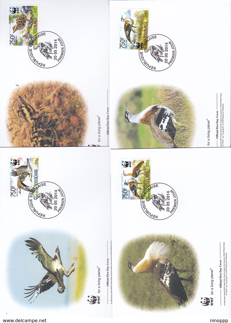 World Wide Fund For Nature 2014 Togo Set 4 Official First Day Covers - FDC