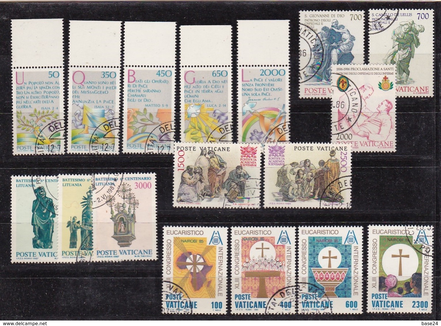 1985 1986 1987 Vaticano Vatican  5 SERIE (17v.) Usate USED - Used Stamps