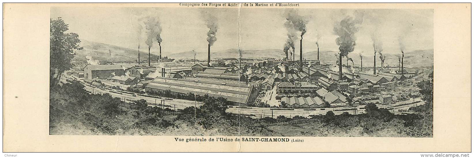 SAINT CHAMOND VUE GENERALE DE L'USINE DES ACIERIES DE LA MARINE CARTE FORMAT PANORAMIQUE - Saint Chamond