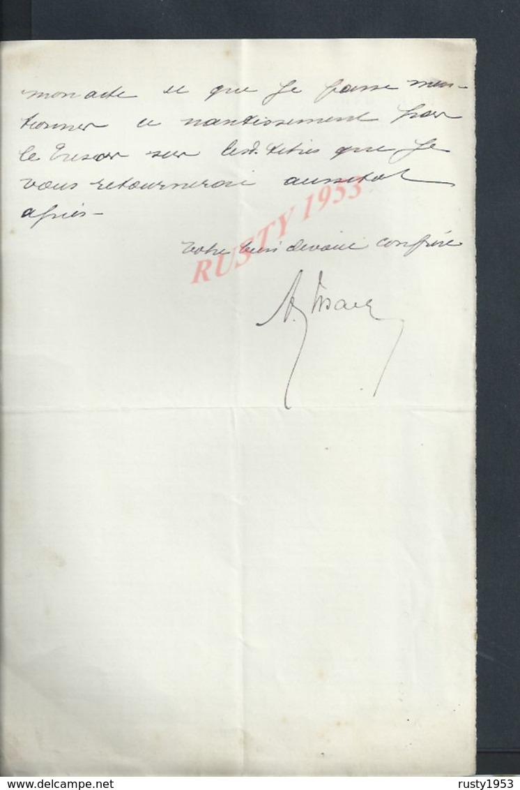 LETTRE DE 1899 ADRIEN MARC NOTAIRE À PAIS RUE DE BONDY : - Manuscrits