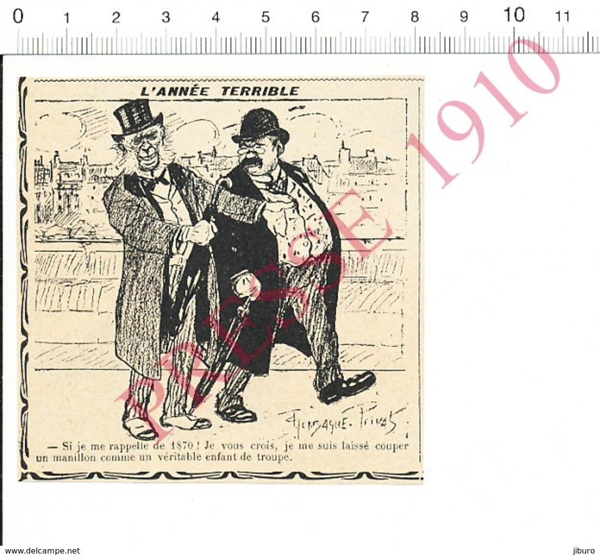 Presse 1910 Humour Guerre De 1870 Histoire De France Jeu De Cartes Manille Manillon As Carte Homme Bedonnant 216PF10XB - Non Classés